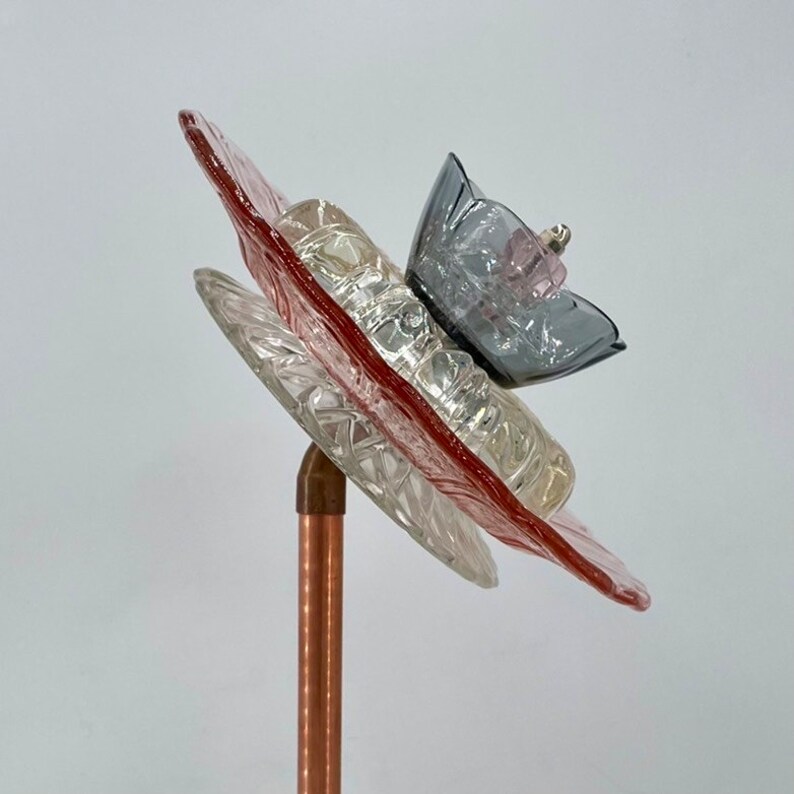 Handmade Glass Plate Flower Garden Art From Vintage Glassware Etsy