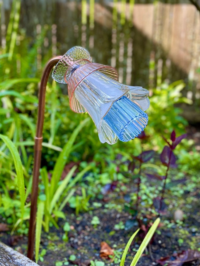 Handmade Glass Plate Flower Garden Art From Vintage Glassware Etsy