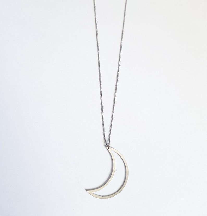 Large Layering Necklace Big Side Moon Necklace Cool Minimalist Jewelry gold silver rose gold Dainty Hollow Moon Necklace laser cut