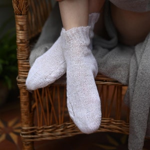 Hand knitted wool socks, lightweight mohair soft and warm winter socks for women, best christmas gift image 4