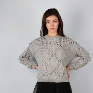 Merino wool hand knitted pullover sweater