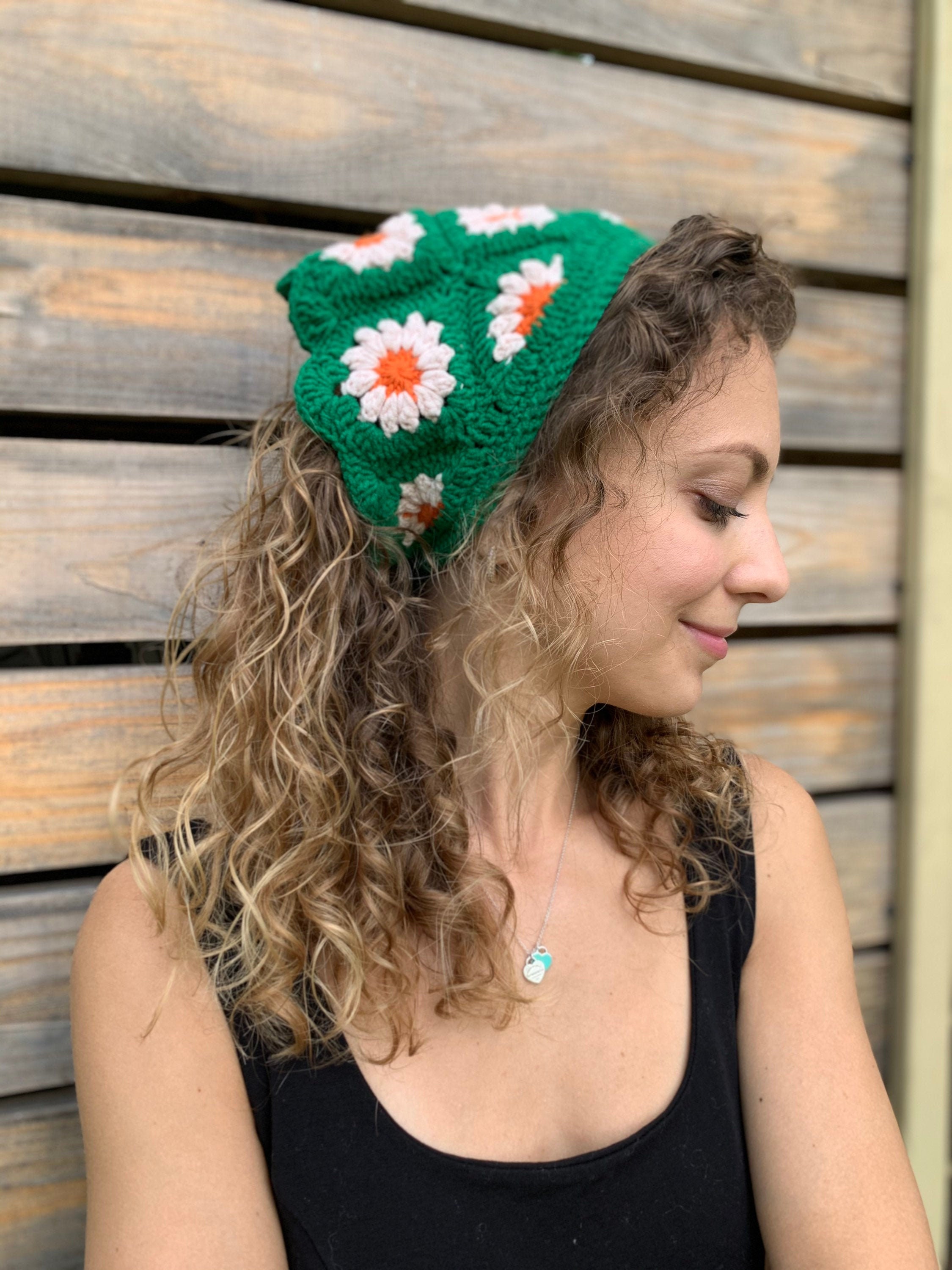 Crochet bandana Cotton Summer hair scarf hair kerchief Etsy