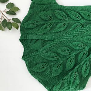 Handmade Green Chunky Knit Cardigan: Organic Cotton Leaf Sweater