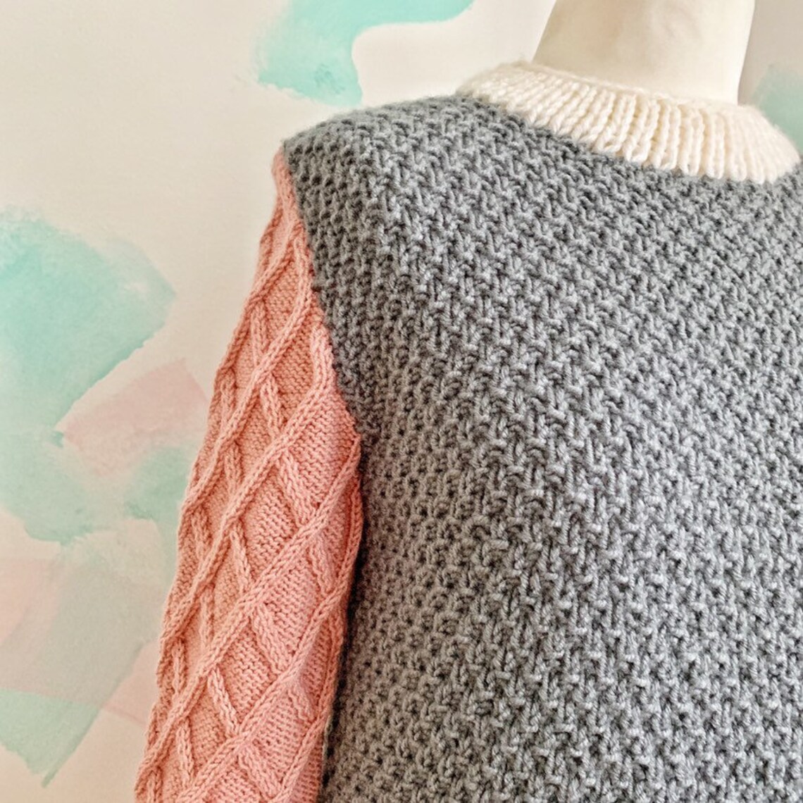 Pink Grey Sweater Pastel Wool Clothing Chunky Knit Pullover Etsy