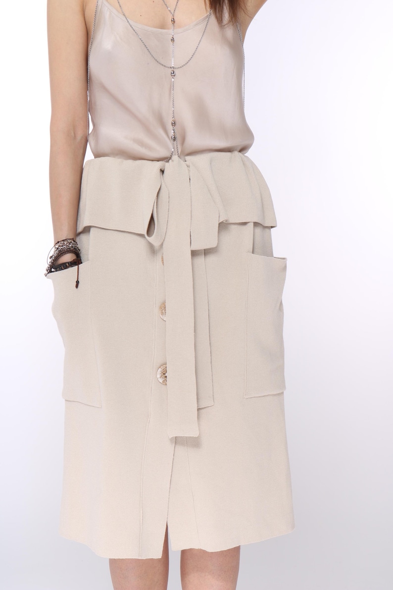 made for order Midi knit pencil skirt with buttons