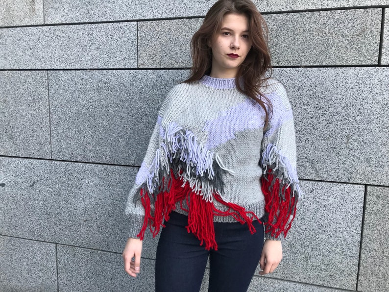 Cable-Knit Color Block Round Neck Sweater