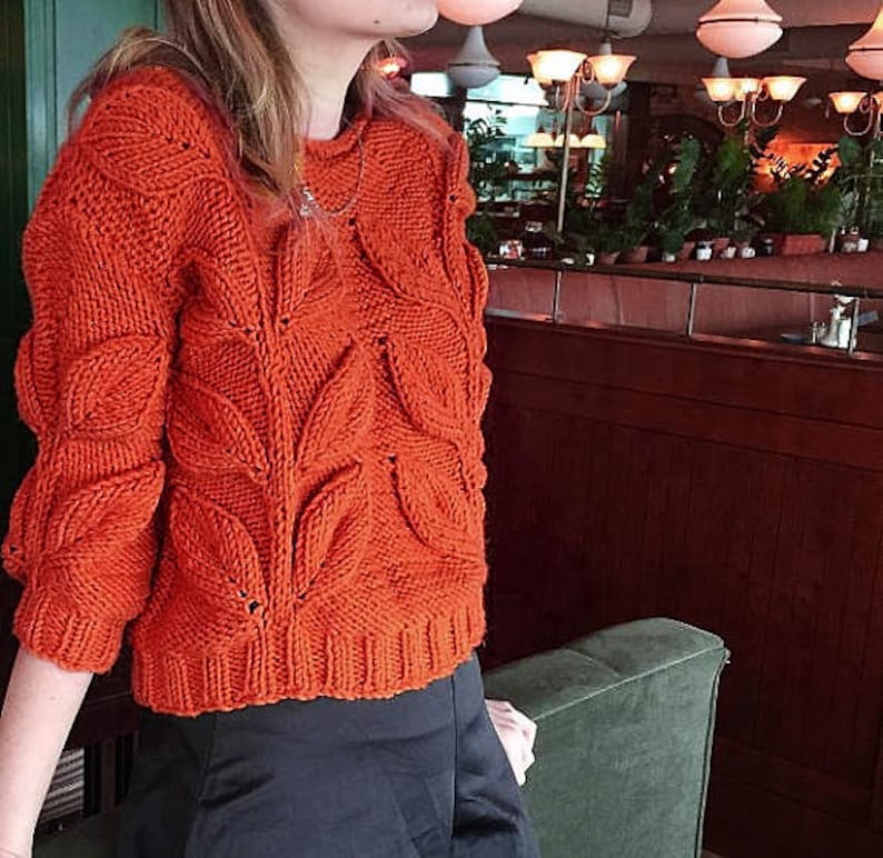 Women cable knit sweater mustard burnt orange knit short Etsy