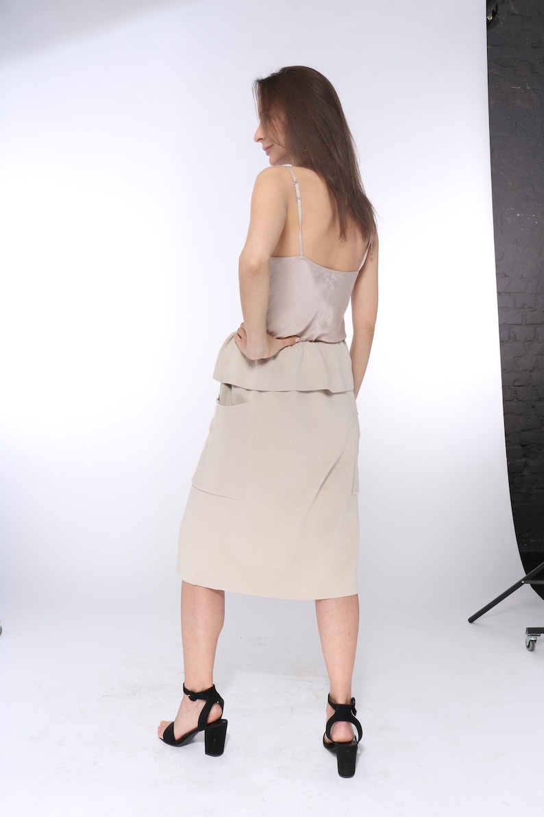 made for order Midi knit pencil skirt with buttons