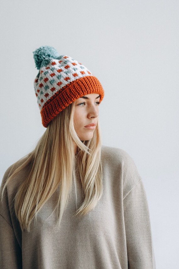 Hand Knitted Beanie Hat Chunky Wool Hat 
