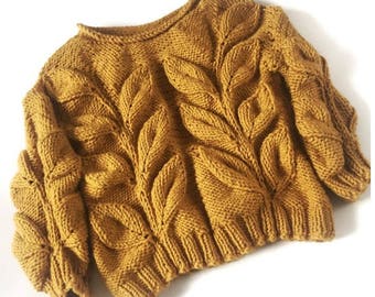 Hand Knit Cable Sweater: Wool Blend Chunky Pullover Israel