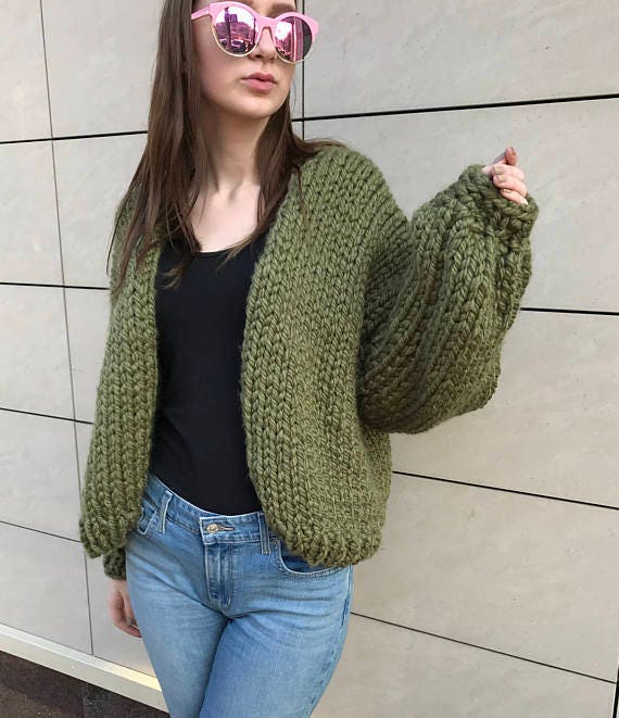 Hand knit sweater women Christmas gift girlfriend puff sleeve | Etsy