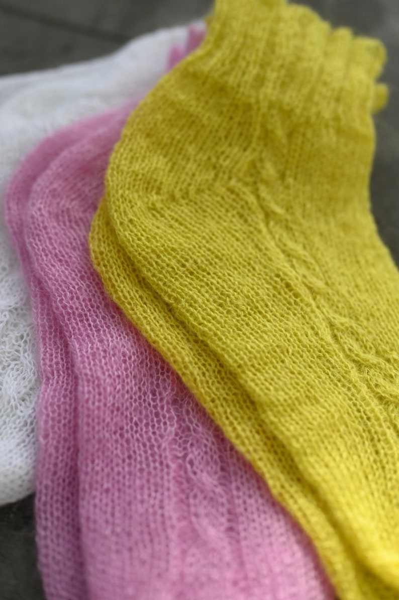 Hand knitted wool socks, lightweight mohair soft and warm winter socks for women, best christmas gift image 9