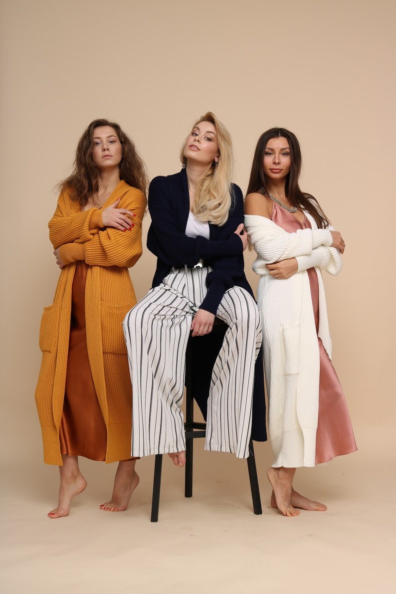 Wool maxi knit cardigan long oversized mustard yellow jacket Etsy