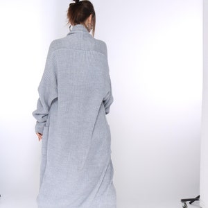 Merino wool maxi knit cardigan, long oversized grey jacket, cocoon knit coat, mothers gift image 6