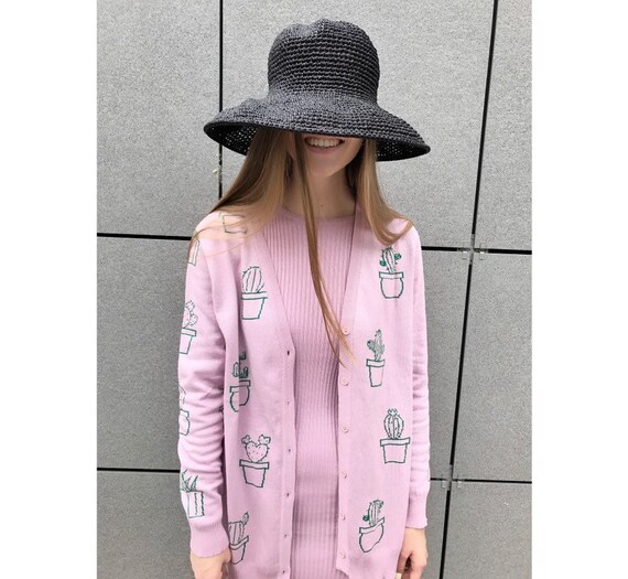 pink cotton cardigan womens