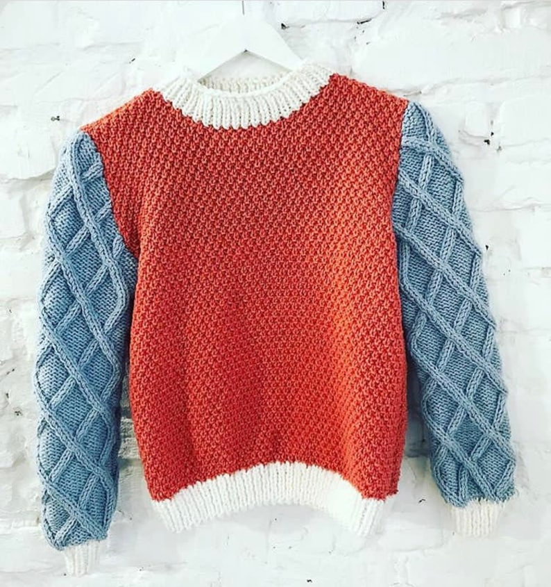 Knit top clothing red blue sweater long sleeve jumper white collar sweater gift for lady fall sweater pullover cozy wool sweater soft women