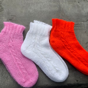 Hand knitted wool socks, lightweight mohair soft and warm winter socks for women, best christmas gift image 8