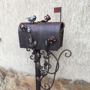 Mailbox, mail box, metal flowers, locking mailbox, mail boxes, mail box with post,mailboxes,mailbox with lock,post box outdoor,mail box post