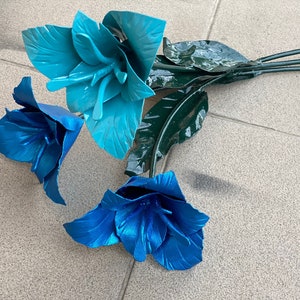 6th anniversary gift, bouquet of lily, bridesmaid, Christmas,  iron flower, wedding flower, lily, iron bouquet, steel gift,steel anniversary