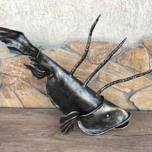 Hand forged fish, metal fish, fish artwork, custom fish, fish figurine, marine life, sea life, fish decor, gift for fisherman,iron fish