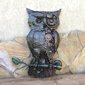 Steampunk owl, steampunk bird, metal sculpture, steampunk figurine,junk art,steampunk art,industrial art,steampunk gift,steam punk,steampunk image 1