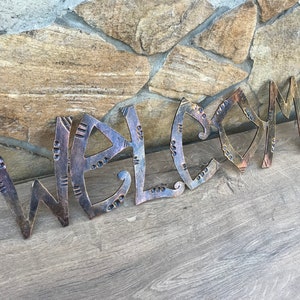 Letras de metal, letras forjadas a mano, monograma, apellido, signo, placa, iniciales, nombre, monograma familiar, signo de bienvenida, signo de apellido