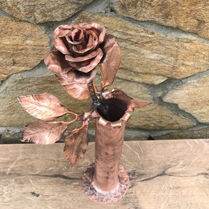 Copper rose, copper vase, copper gift, copper anniversary,7th anniversary,7 year gift,7 years,copper gift for her,copper gifts,copper flower