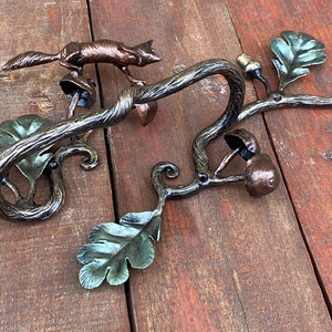 Door pull, fox, door handle, door, oak, acorn, forest, wild nature, Christmas, animal, mushroom, anniversary, iron gift, steel gift, mother