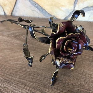 Iron rose, iron gift for her, iron anniversary gift, iron gifts, Mother&#39;s day gift, iron flower, hand forged flower, hand forged rose