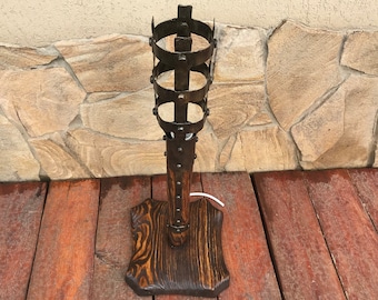 Viking lantern, viking torch, viking lamp, hand forged lamp, hand forged lantern, table lamp, medieval lamp, rustic lantern,medieval lantern