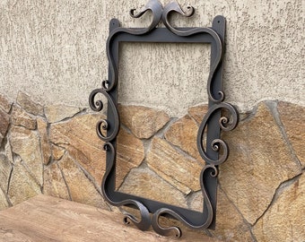 Hand forged mirror frame, iron anniversary gift for her, hand forged frame, picture frame, painting frame, photo frame,iron gift,wall frame