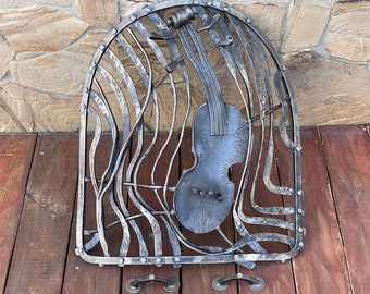 Fireplace screen, violin, steel gift, music teacher, piano, fireplace, steel anniversary, 11th anniversary, fire poker, Christmas, birthday