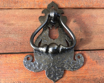 Hand forged barn door handle, barn decor, door pull, shed door handle, door ring, pull ring handle, wrought iron pulls, knobs and pulls