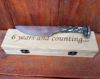 Railroad spike knife in engraved casket/wooden box, iron gift, hunting knife,engraved knife,personalized iron gift,gift for hunter,mens gift