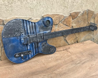 ギター。スチームパンク エレキギター。スチームパンク彫刻、スチーム