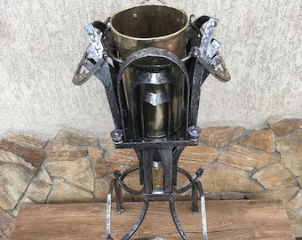 Ice bucket holder, brass ice bucket, champagne gifts, iron gift, anniversary gift, vintage gift, wedding gift, ice bucket, wedding decor