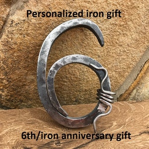 Hand forged six, forged gifts, iron six, metal six, 6th anniversary gift, iron anniversary gift, 6 year anniversary,iron gift,iron gift idea