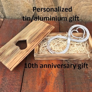 Tin anniversary, gift box, personalized gift, 10th anniversary, 10 year anniversary, anniversary gift, 10th wedding, aluminium gift,tin gift