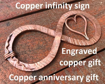 Copper anniversary gift, 7 year anniversary, copper gift,copper infinity sign,infinity sign,infinity sign decor,infinity art,7th anniversary