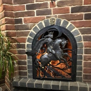 Puerta de chimenea, horno, pantalla de chimenea, rejilla de chimenea, atizador de fuego, accesorio de chimenea, regalo de Navidad, repisa de chimenea, chimenea