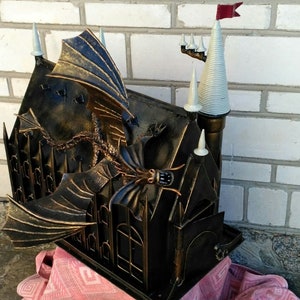 Castle mailbox, dragon, post box, custom mailbox, mailbox post, mail box, Gothic, castle, medieval castle, castle decor, postbox, turret
