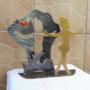Table decor, room decor, table centerpiece, iron gift, metal art, heart, womens gift, engagement, living room decor, living room art, iron