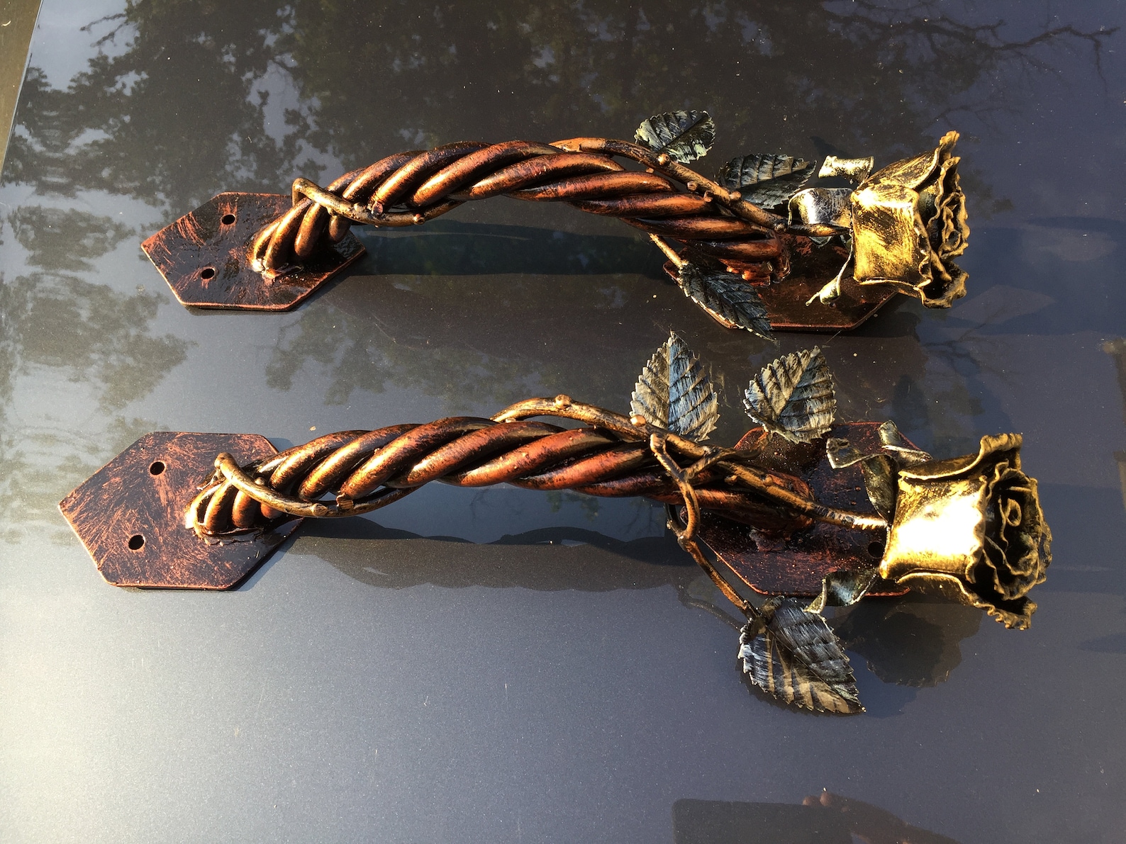 Door Handle Floral Decor Rose Flower Barn Door Handle Etsy