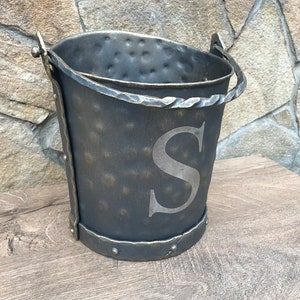 Personalized bucket, personalized gift, coal bucket, ash bucket, firewood holder, coal pail, coal scuttle, firewood bucket, fireplace decor