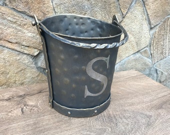 Personalized bucket, personalized gift, coal bucket, ash bucket, firewood holder, coal pail, coal scuttle, firewood bucket, fireplace decor