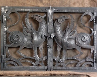 Fireplace door, oven, groomsmen, groom, mens gift, medieval, antique, Celtic, wolf, Christmas gift, new home, fireplace, wedding, bridesmaid