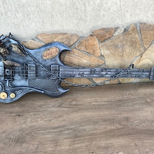Gibson gitaar, gitaar, steampunk gitaar, gitarist cadeau, muziek, basgitaar, muzikant cadeau, vriendje cadeau, elektrische gitaar, gitaar cadeau