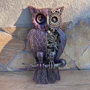 Steampunk owl, steampunk bird, metal sculpture, steampunk figurine,junk art,steampunk art,industrial art,steampunk gift,steam punk,steampunk image 2