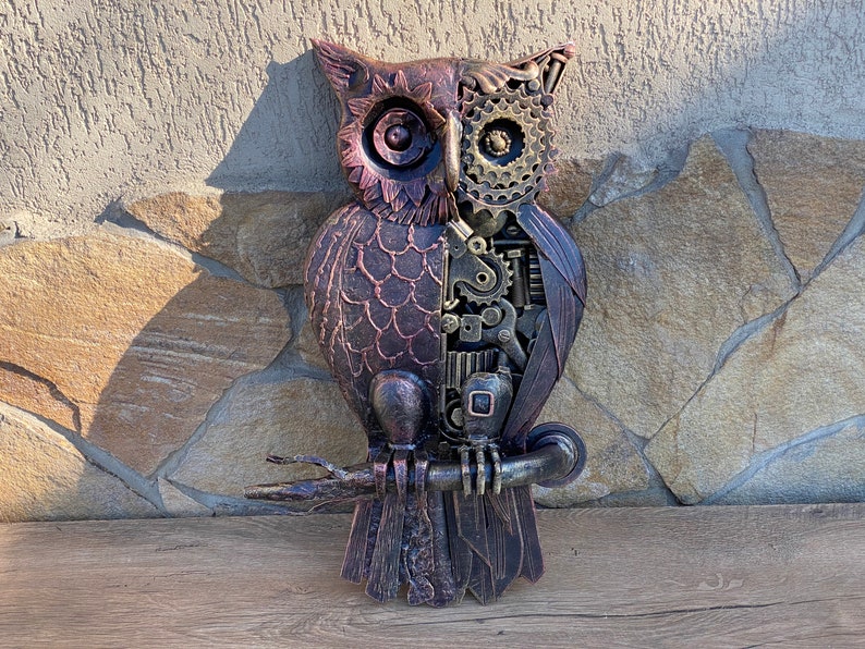 Steampunk owl, steampunk bird, metal sculpture, steampunk figurine,junk art,steampunk art,industrial art,steampunk gift,steam punk,steampunk image 2