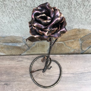 Mother's day gift, forged rose, birthday gift for her, iron rose, iron anniversary gift for her, metal sculpture, wedding anniversary gift image 2